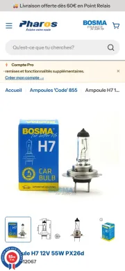 Fiche produit de la boutique Pharos sur téléphone