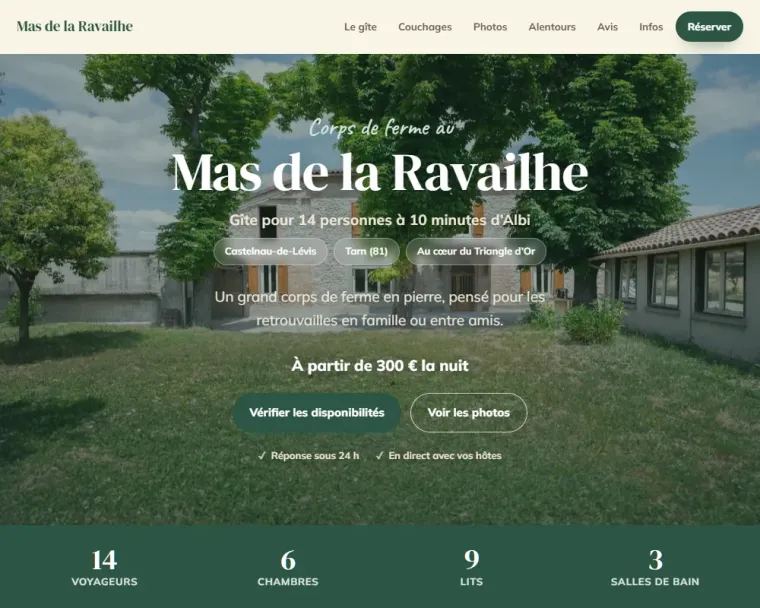 Site du Mas de la Ravailhe sur ordinateur