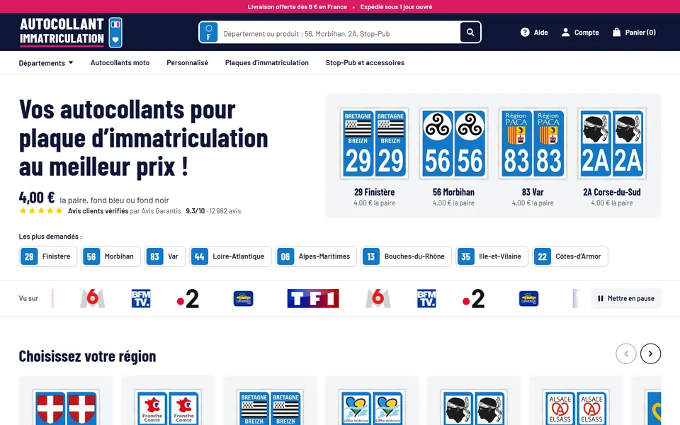 Site de Autocollant immatriculation sur ordinateur