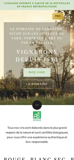 Site de Domaine de Labarthe sur téléphone