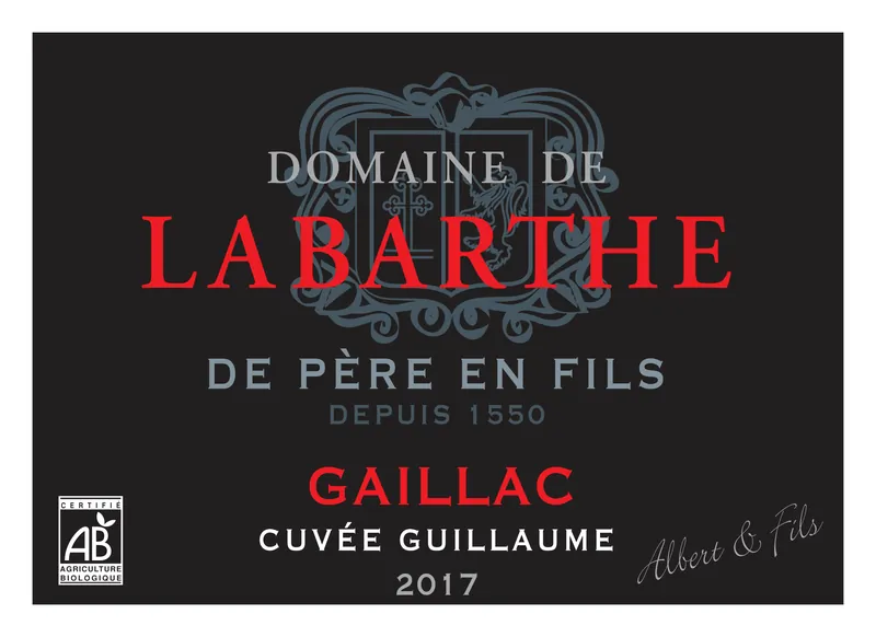 Étiquette de la Cuvée Guillaume 2017