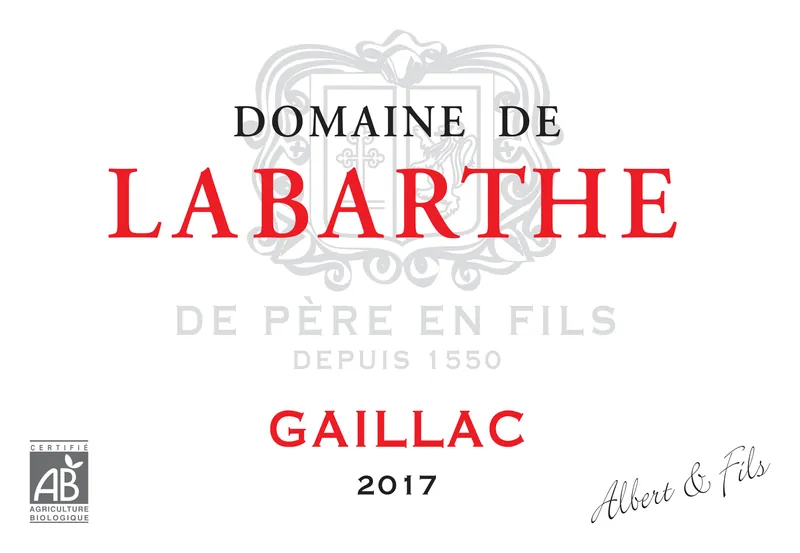 Étiquette du Gaillac rouge tradition 2017