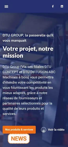 Site de DTU Group sur téléphone