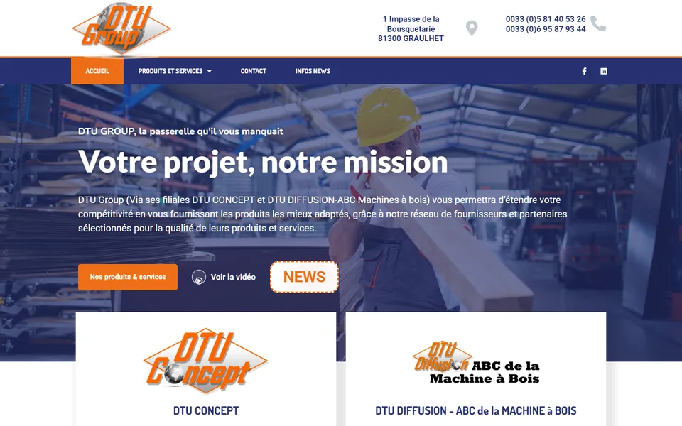 Site de DTU Group sur ordinateur