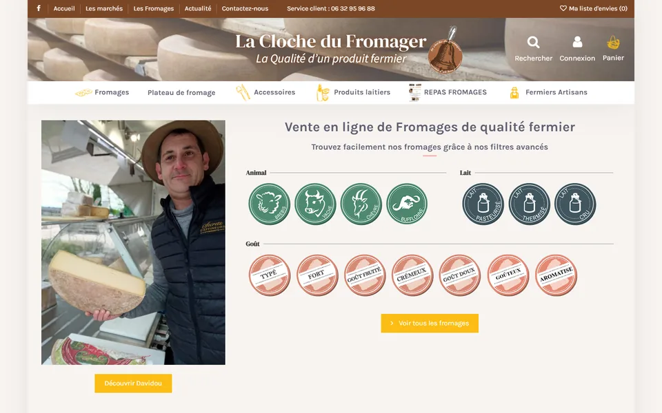 Site de La Cloche du Fromager sur ordinateur