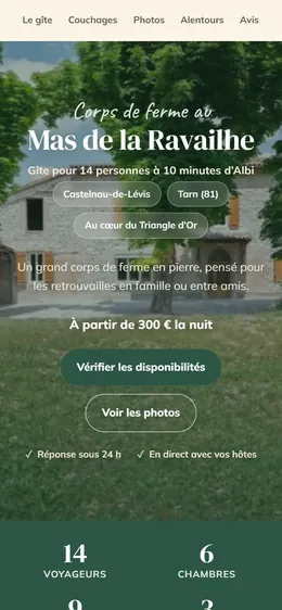 Site de Mas de la Ravailhe sur téléphone