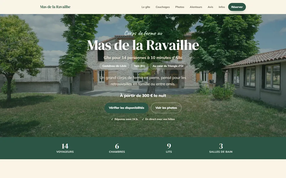 Site de Mas de la Ravailhe sur ordinateur