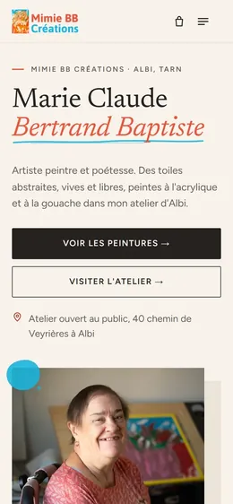 Site de Mimie BB Créations sur téléphone