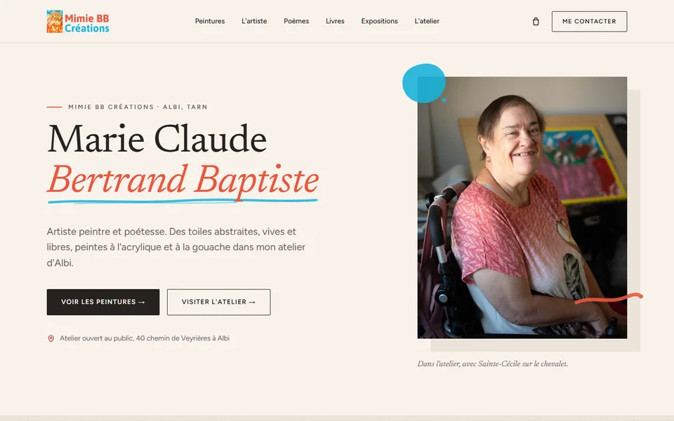 Site de Mimie BB Créations sur ordinateur