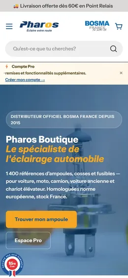 Site de Pharos sur téléphone