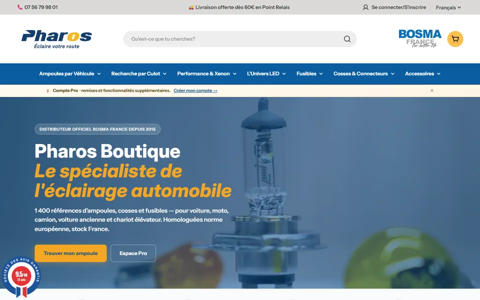 Site de Pharos sur ordinateur