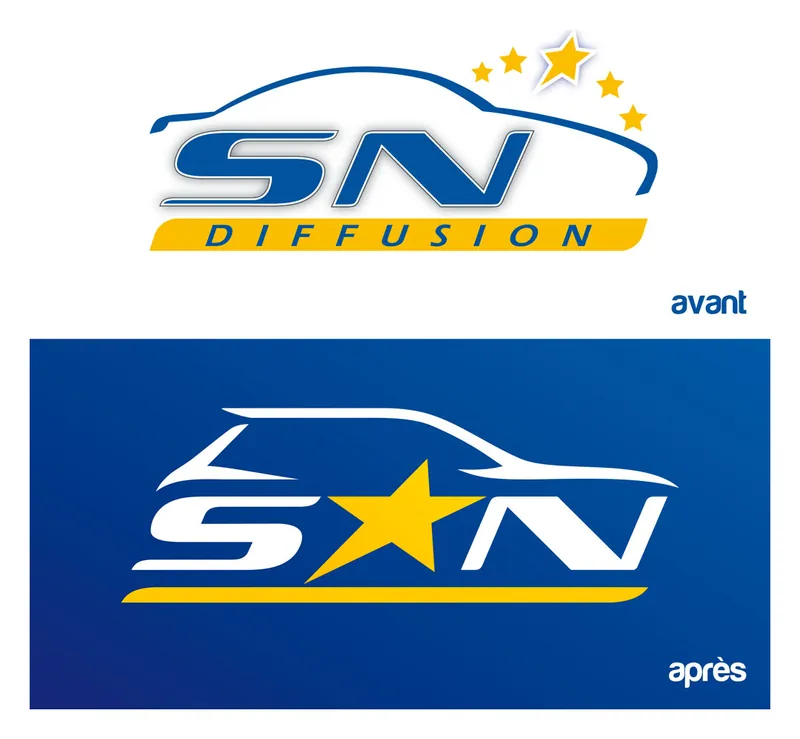 Le logo de SN Diffusion avant et après sa refonte