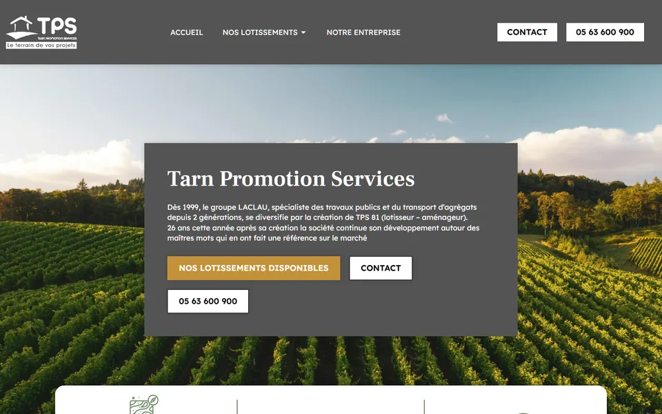 Site de Tarn Promotion Services sur ordinateur