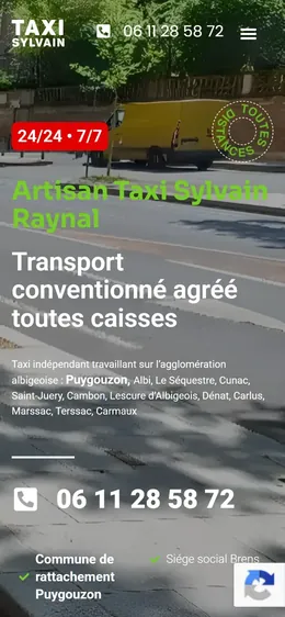 Site de Taxi Sylvain sur téléphone