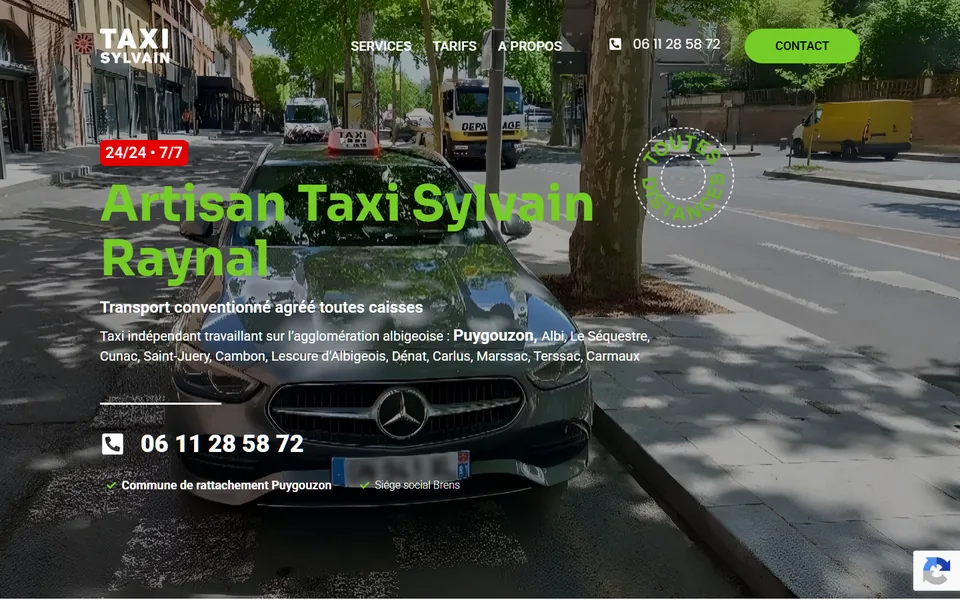 Site de Taxi Sylvain sur ordinateur