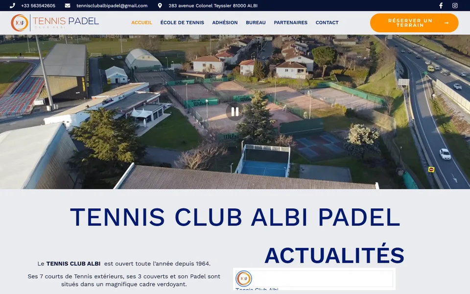 Site de Tennis Club Albi Padel sur ordinateur