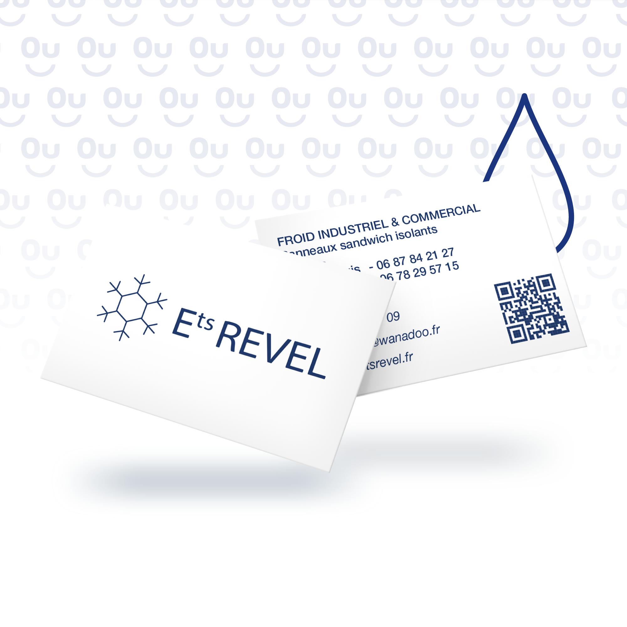 Nouveau logo de Ets Revel sur un mockup d'une carte e visite